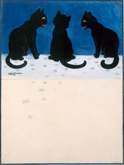 Schwarze Katzen im Schnee von Louis Wain
